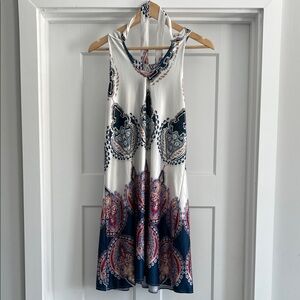 Leo Rosi Sleeveless Paisley Midi Dress in Navy & Ivory - 221
